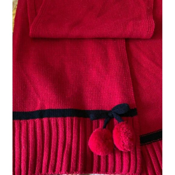 Kate Spade New York Wool Blend Red Black Cherry Fruit Kawaii Cute Scarf Wrap - Picture 3 of 5